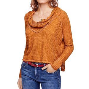 We The Free Mustard Cowl Neck Top